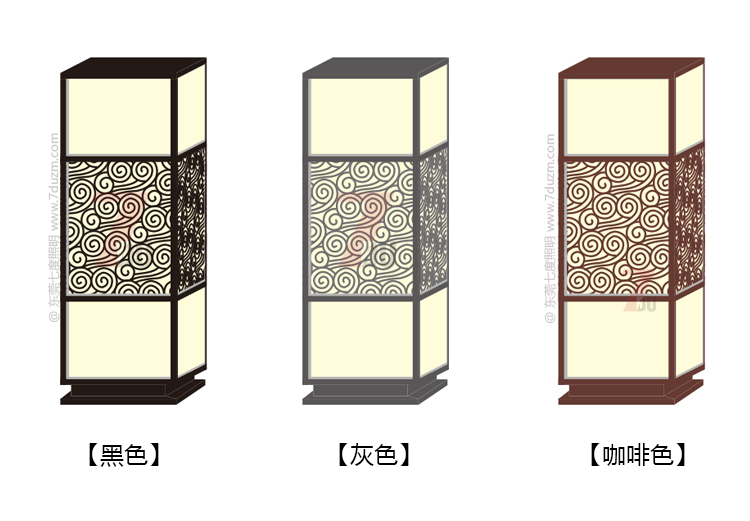 91香蕉视频在线下载照明2020新款新中式祥云立柱柱头灯黑色灰色咖啡色不同颜色效果图