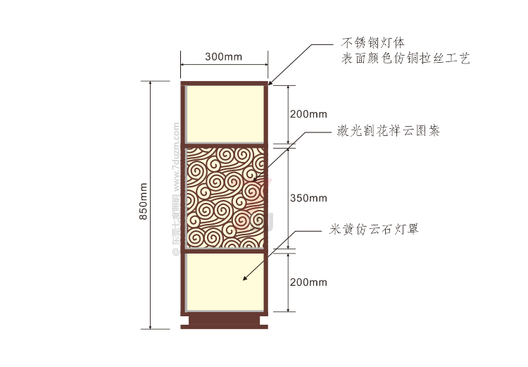 91香蕉视频在线下载照明2020新款新中式祥云矮柱柱头灯850mm高尺寸示意图